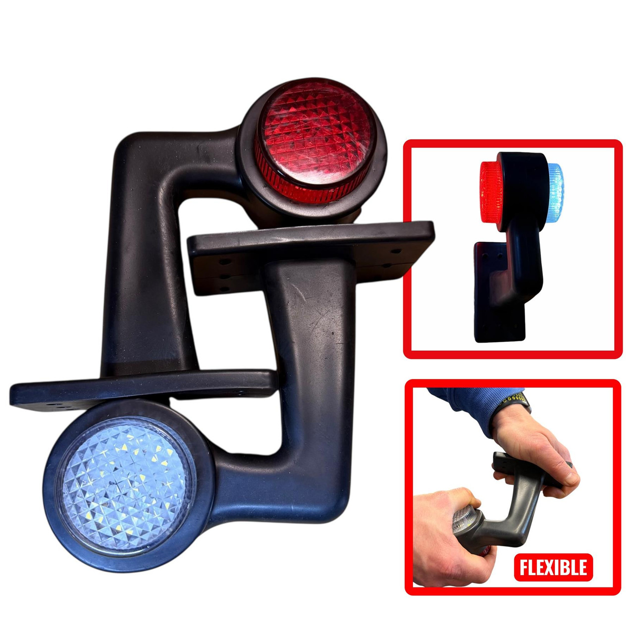 2x LED Side Marker Lights Rubber Elbow Clearance outline Truck Trailer Lorry 12V 24V