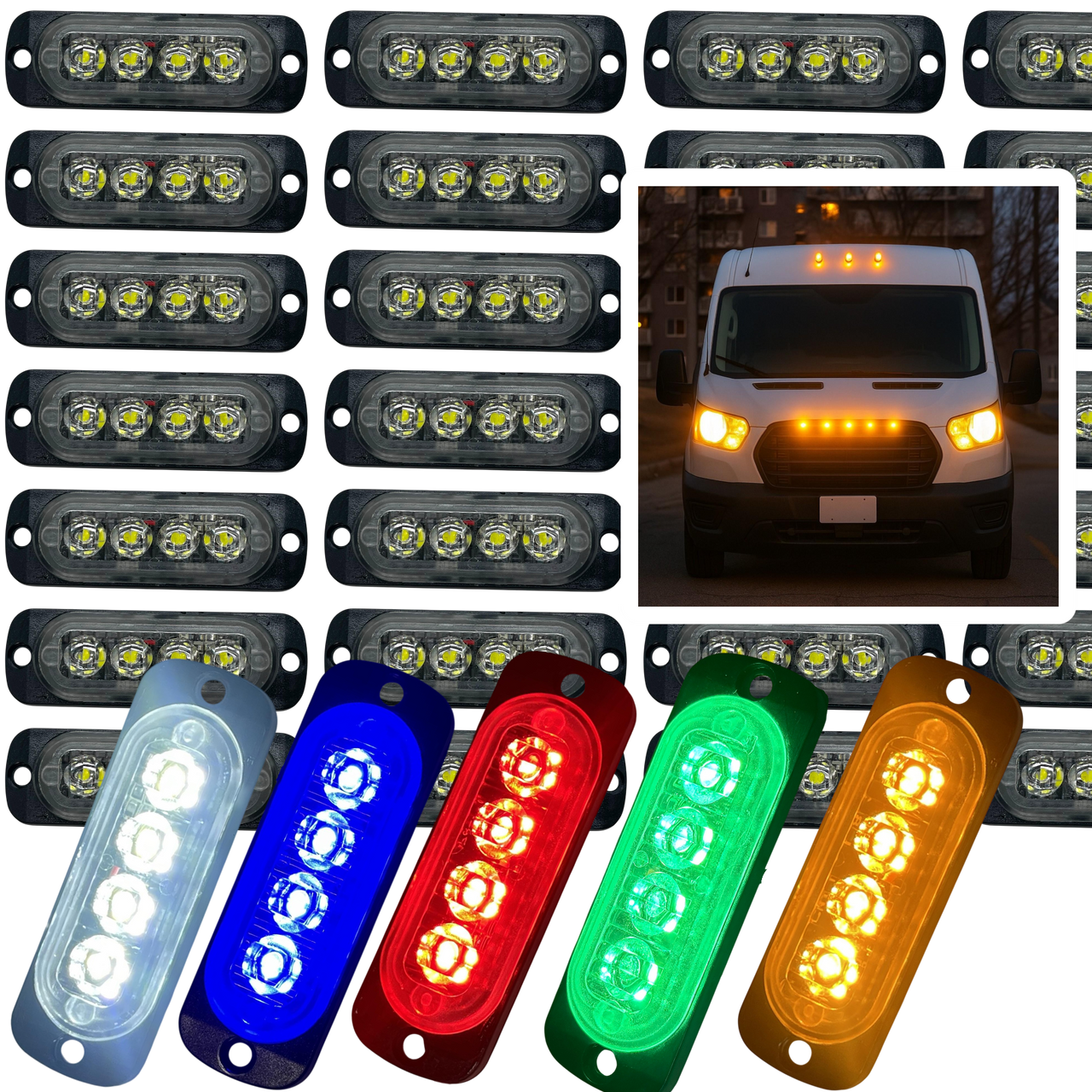 LED Side Marker Lights 12V 24V Flush Mount Waterproof Van Truck Trailer – Red Amber White Blue Green