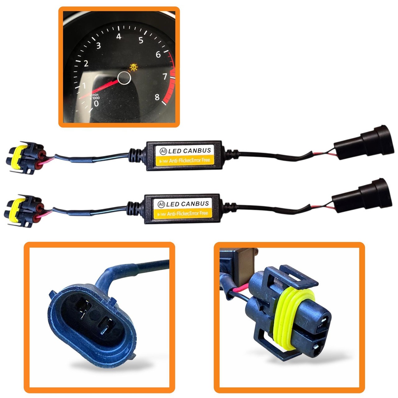 x2 12V H8 H11 LED Canbus Decoders Anti-Flicker Resistor | Waterproof | Error-Free