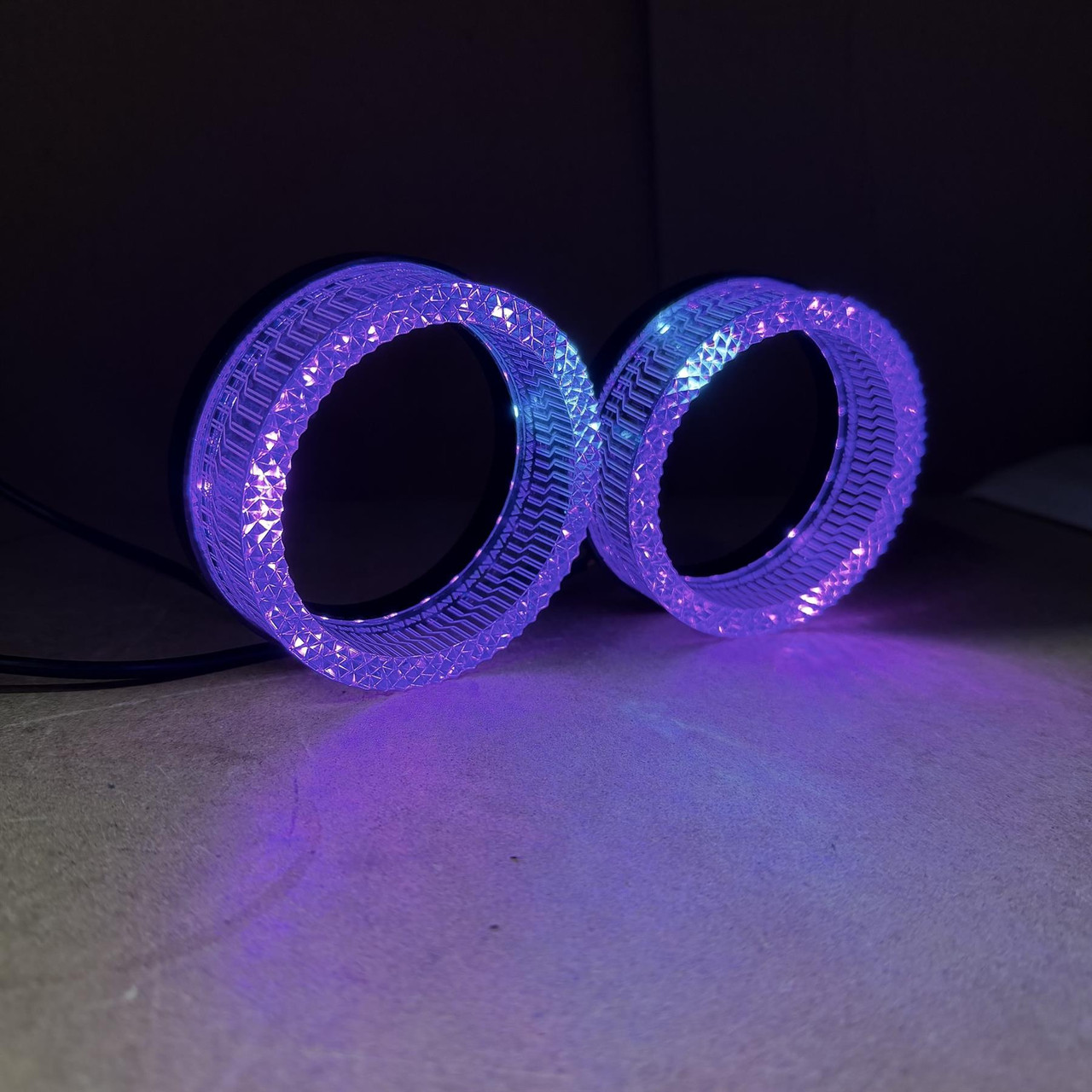 2x 5D RGB LED Halo Rings Angel Eyes Bluetooth 12V Dynamic Indicator 3.0” 2.5"