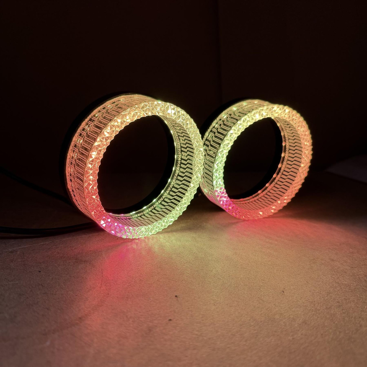 2x 5D RGB LED Halo Rings Angel Eyes Bluetooth 12V Dynamic Indicator 3.0” 2.5"