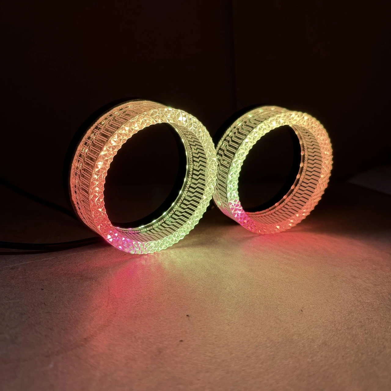 2x 5D RGB LED Halo Rings Angel Eyes Bluetooth 12V Dynamic Indicator 3.0” 2.5"