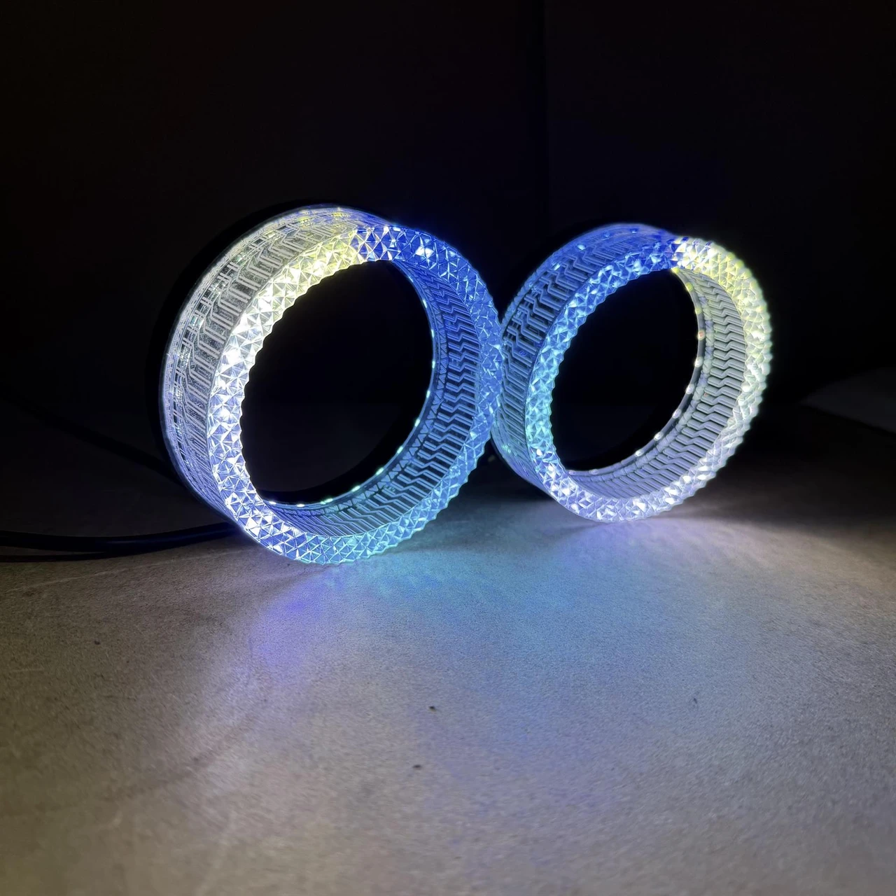 2x 5D RGB LED Halo Rings Angel Eyes Bluetooth 12V Dynamic Indicator 3.0” 2.5"