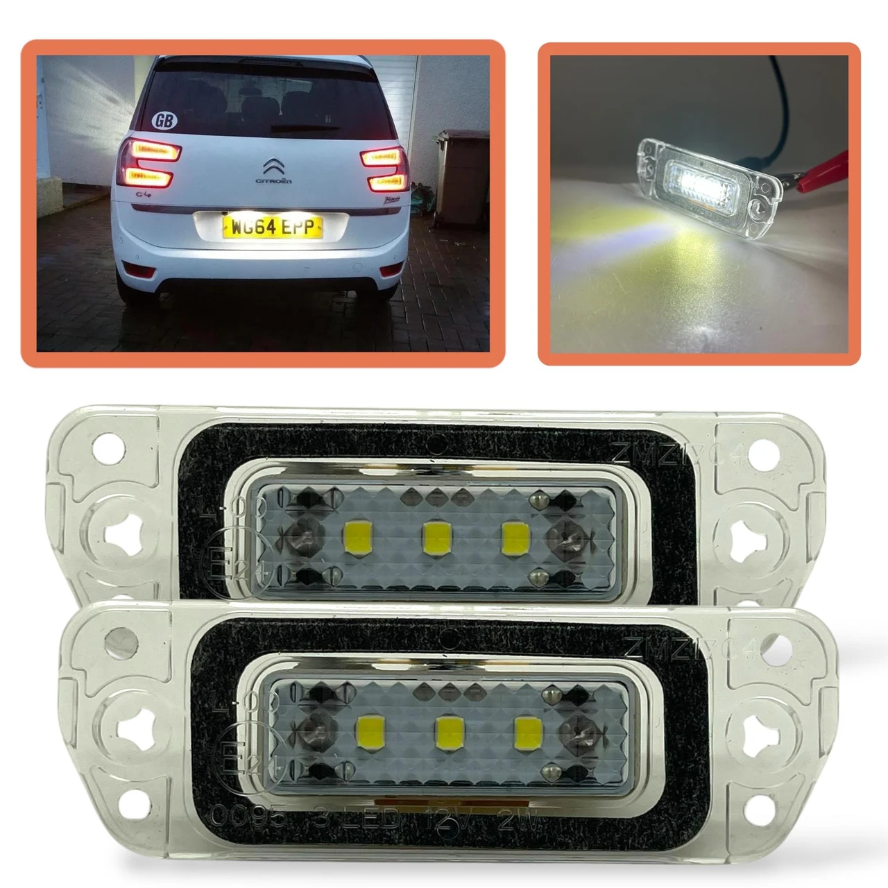 LED Number Plate Lights for Mercedes ML GL R Class W164 X164 W251 – Canbus Error Free 6000K