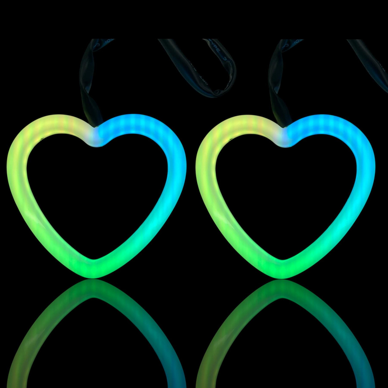 2x 90mm RGB Heart Angel Eye Halo Rings Dynamic Indicator Bluetooth LED DRL
