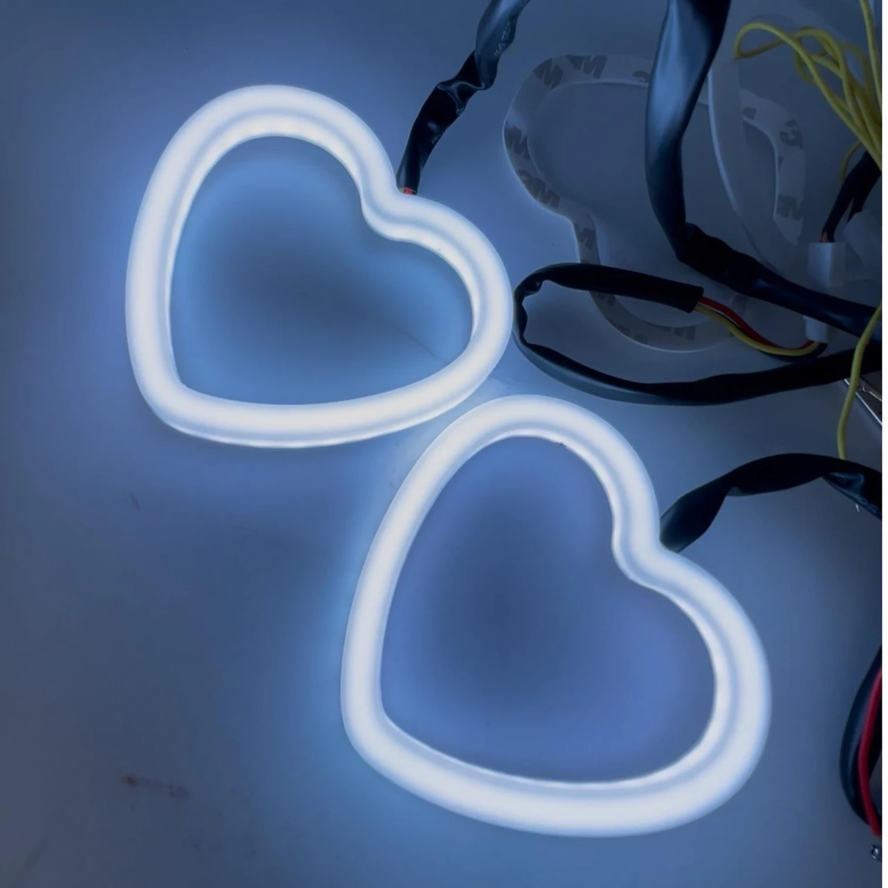 2x 90mm RGB Heart Angel Eye Halo Rings Dynamic Indicator Bluetooth LED DRL