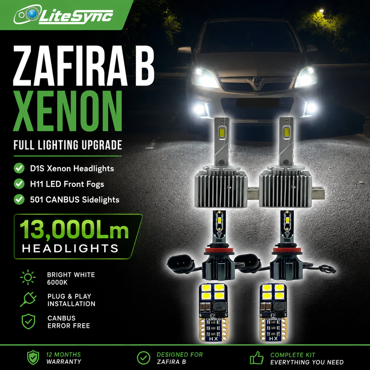 For Vauxhall Zafira B (2005–2014) D1S Xenon to LED Upgrade Bundle | Litesync