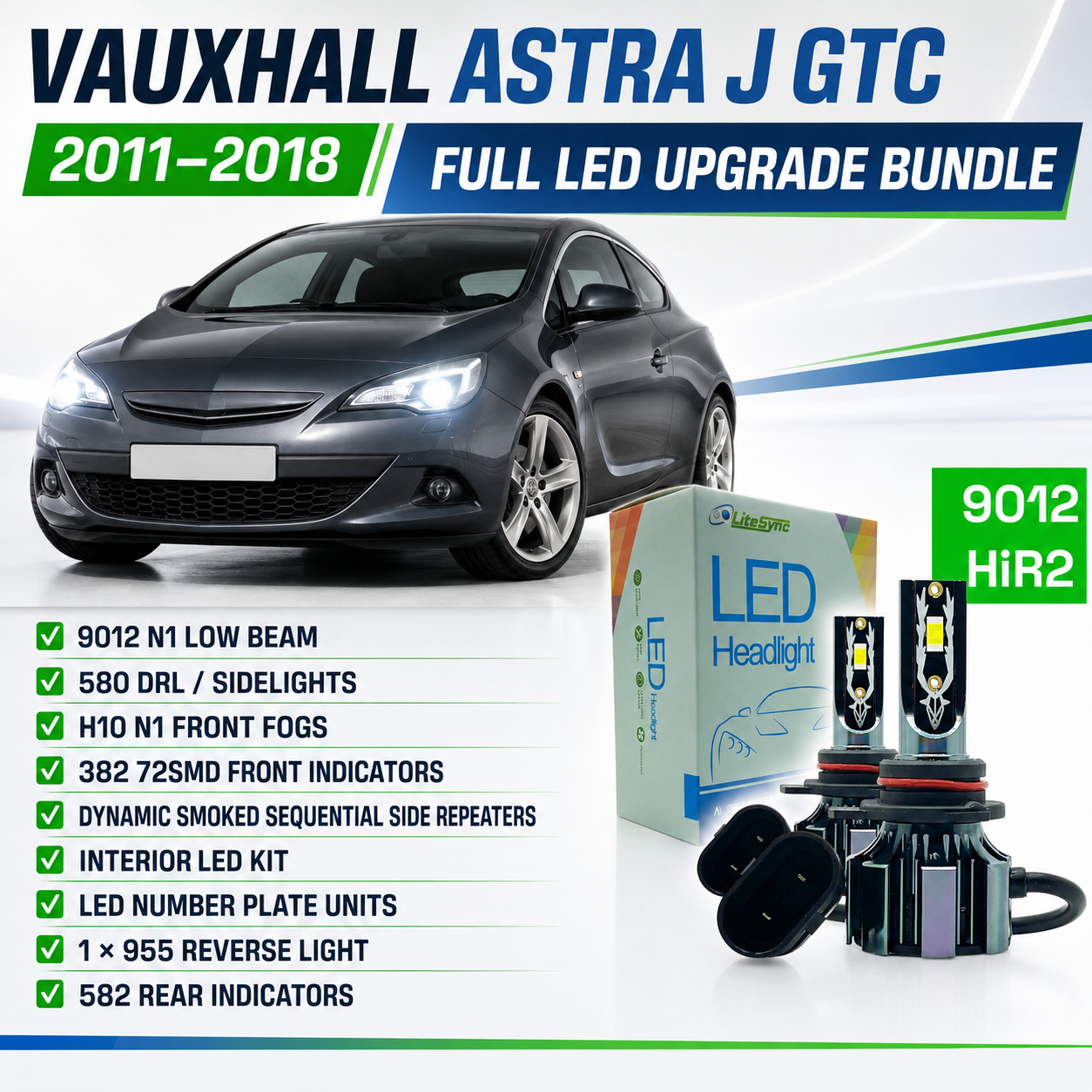 For Vauxhall Astra GTC Full LED Lighting Upgrade Bundle (2011–2018) | 10,000 Lumens | CANbus Error Free | 1 Year Warranty