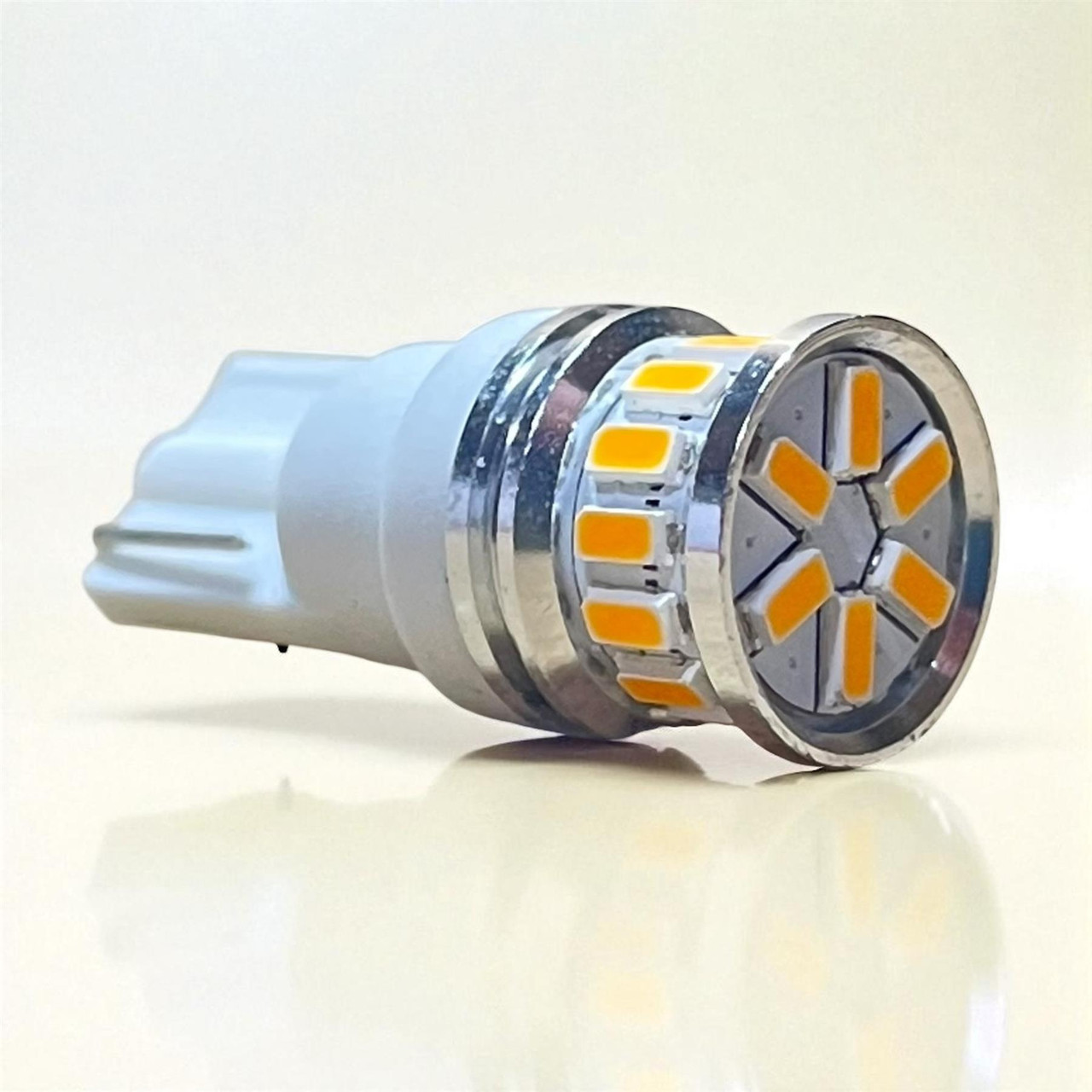 2 x Yellow amber 12v 24v Strobe flash warning LED 501 504 LED bulb lights recovery & holders