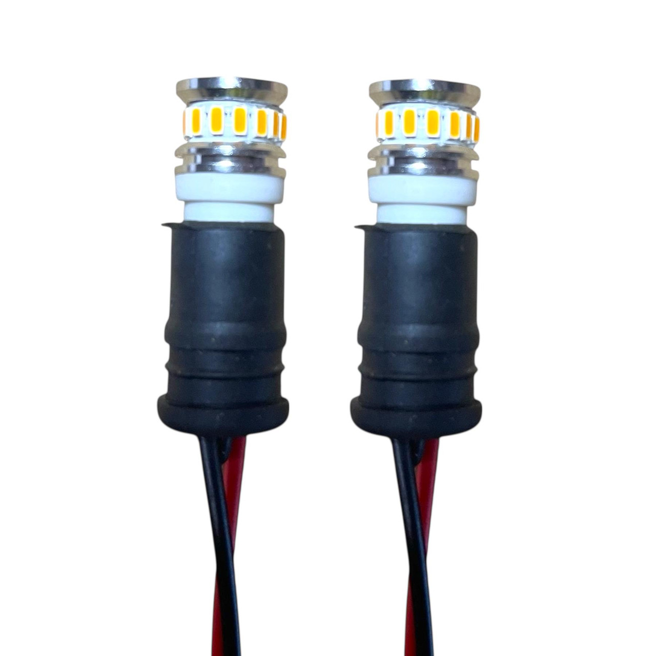 2 x Yellow amber 12v 24v Strobe flash warning LED 501 504 LED bulb lights recovery & holders