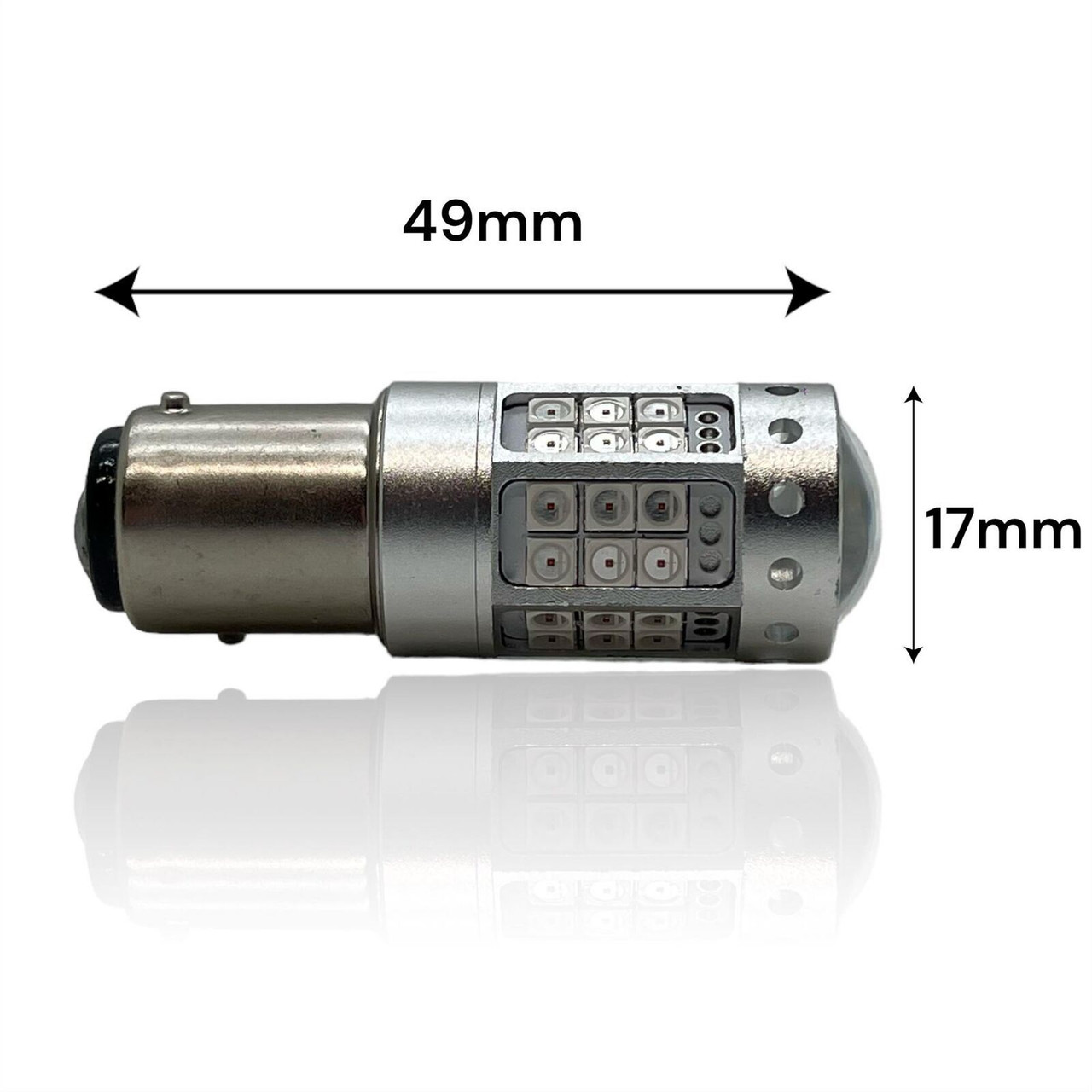 2x LiteSync PR21W BAW15D Red LED Brake Stop Tail Light Bulbs 42 SMD CANBUS 12V