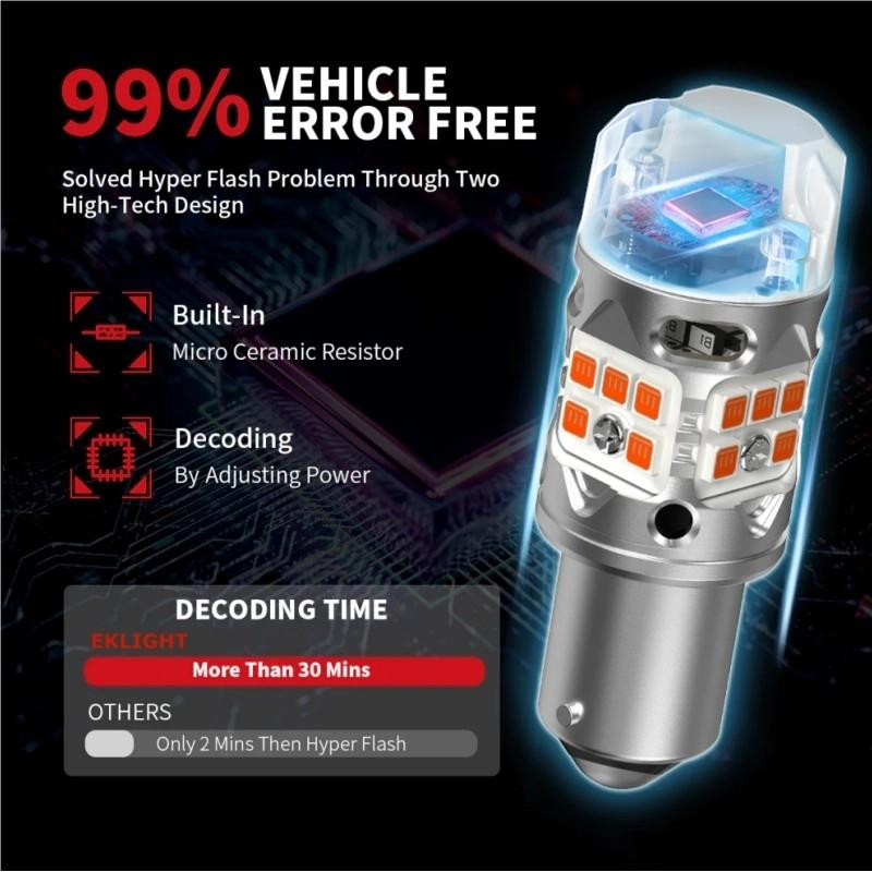 G3 PY21W BAU15S LED Indicator Bulbs Amber 24W Super CANBUS Anti Hyper Flash 581 2x