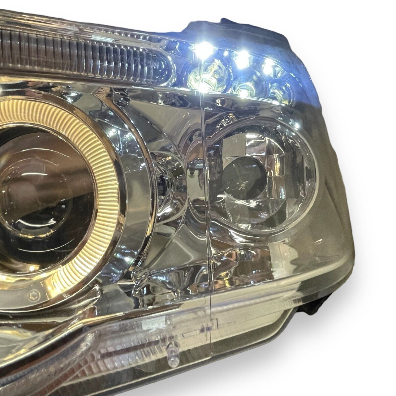 For BMW X5 98-03 Chrome LED Angel Eye Projector Headlights Lighting Lamp