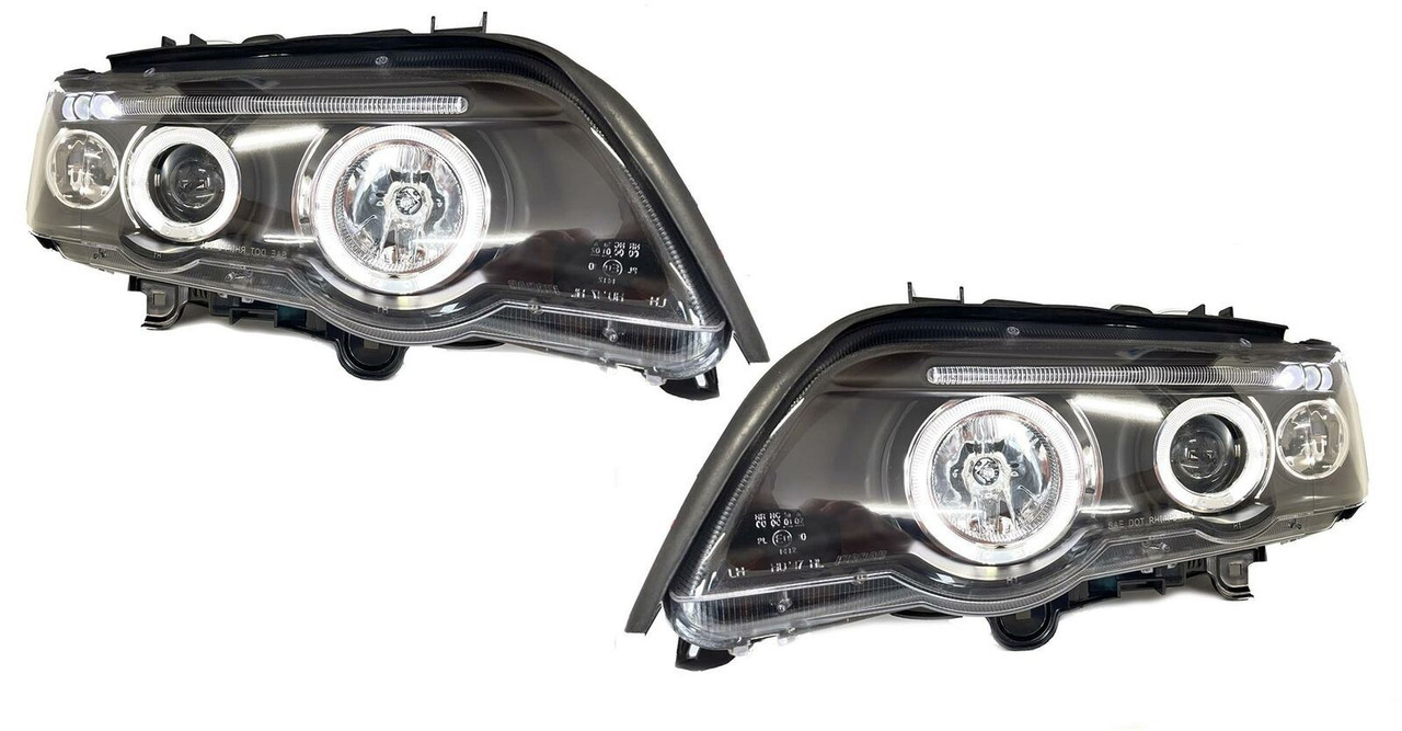 For BMW X5 E53 98-03 Black Angel Eye Projector Headlights Lighting Lamp