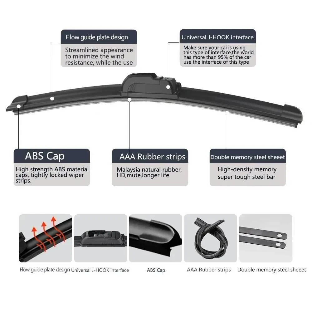 Refresh Aero Flat Front & Rear Wiper Blades Set 28" 26" For Mercedes-Benz Vito 2005-2014 (RB840 / A 381 H)