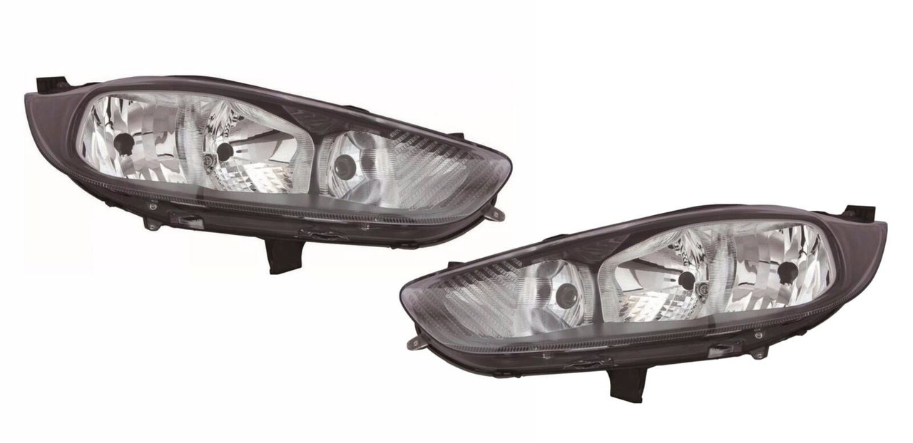 For Ford Fiesta MK7 12- headlights headlamps Black chrome Studio &amp; style pair