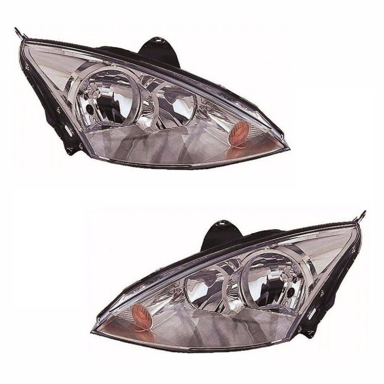 For Ford Focus Mk1 2001-2004 Headlights Headlamps Chrome 1 Pair O/S And N/S