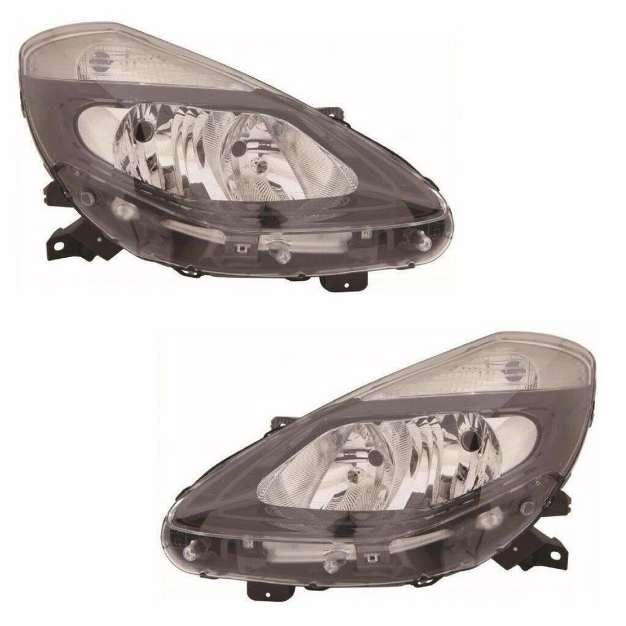 For Renault Clio Mk3 5/2009 Headlights Headlamps Black 1 Pair O/S And N/S