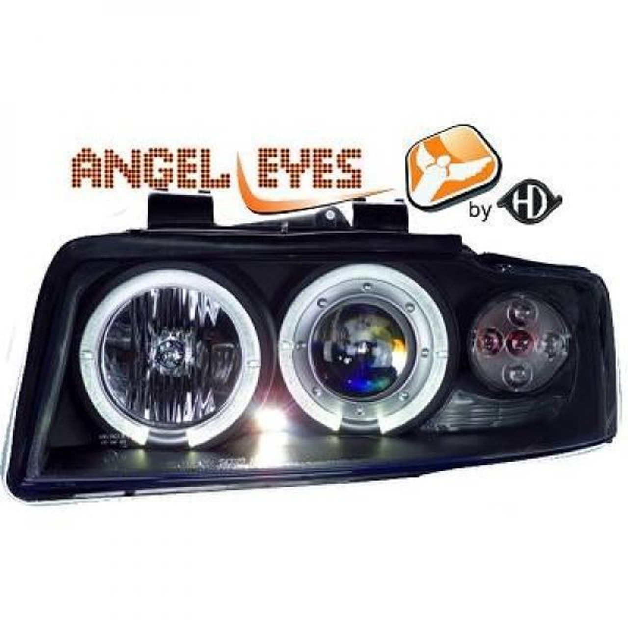 LHD Projector Headlights Pair Angel Eyes Clear Black H1 H1 Audi A4 Avant 00-04