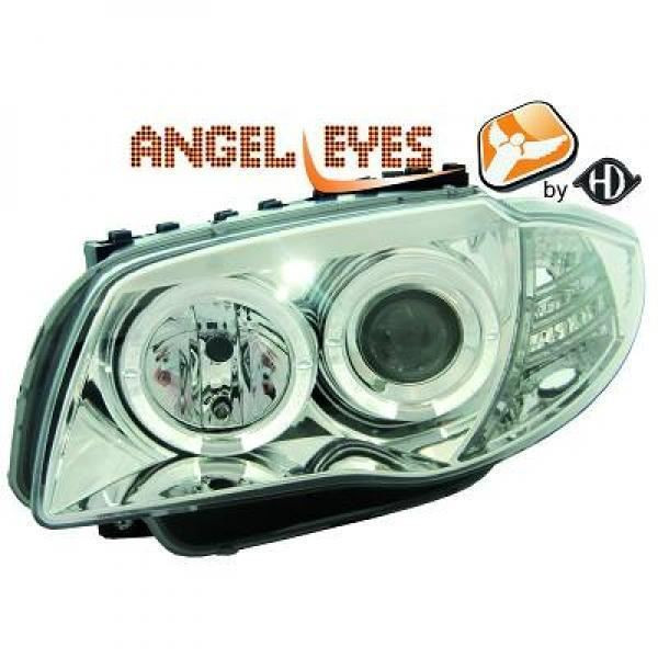 LHD Projector Headlights Pair Angel Eyes Clear Chrome H7 H7 BMW E81 E87 04-11