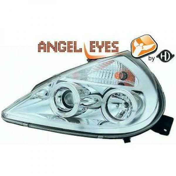 LHD Projector Headlights Pair Angel Eyes Clear Chrome H1 H1 Ford Ka 96-08