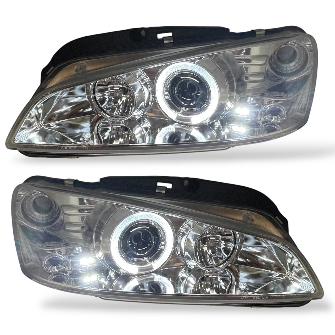 LHD Projector Headlights Pair Angel Eyes Clear Chrome H1 H1 Peugeot 106 95-05