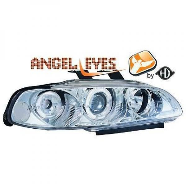 LHD Projector Headlights Pair Angel Eyes Clear Chrome Honda Civic 3 Door 91-95