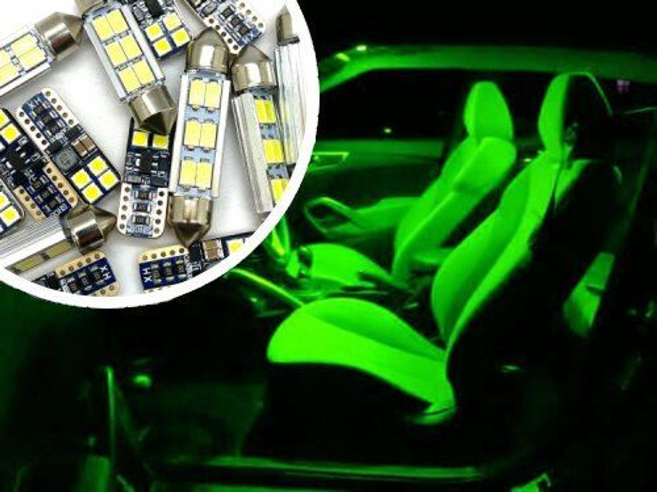 Interior Lights Bulbs Kit 8 Pieces 56 LED Boot Middle Roof For Audi A4 B7 04-08 - Green