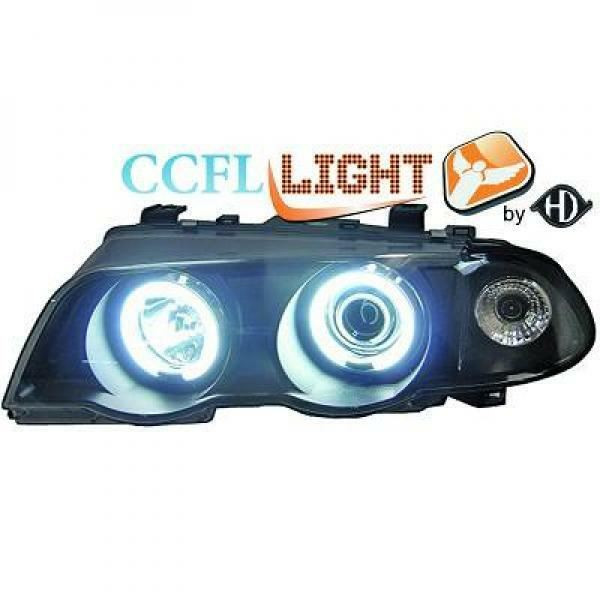 LHD CCFL Headlight Pair Clear Black BMW 3 Series E46 Saloon Touring 98-01