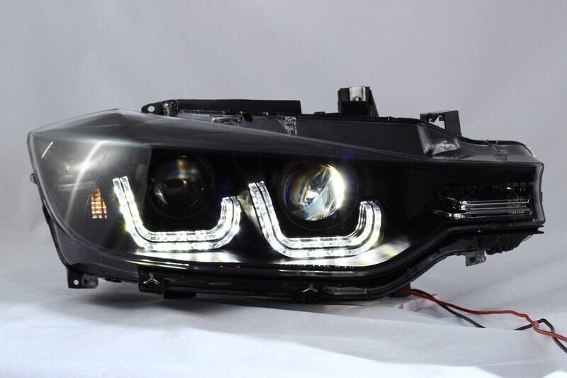 LHD For BMW 3 Series F30 F31 2011-15 Black LED DRL Double U Projector Headlights