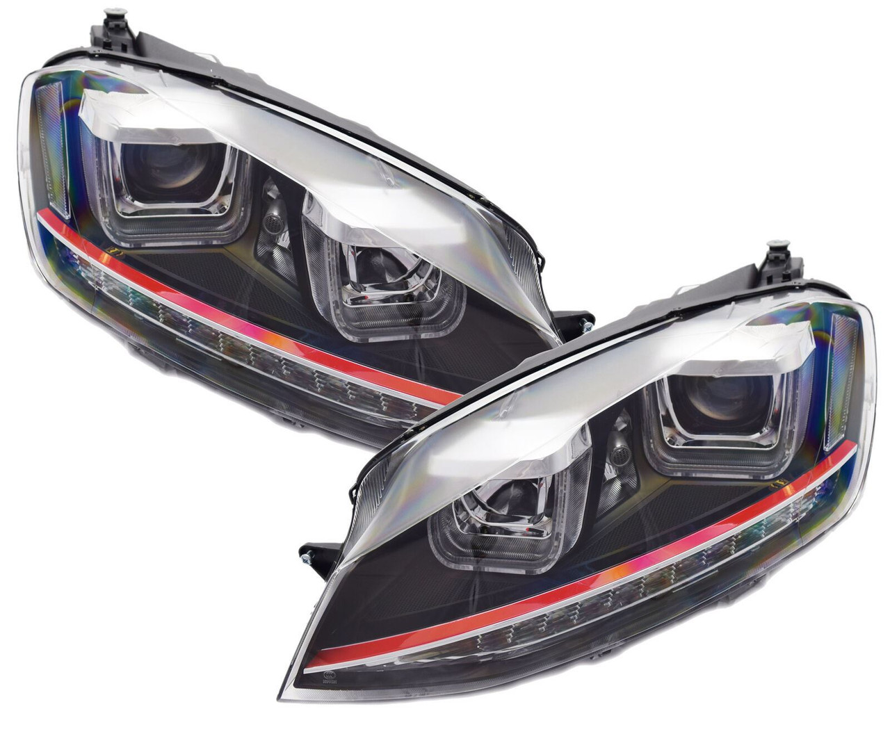 LHD For VW Golf Vii Mk7 2012-17 Black U DRL LED Projector Headlights R-line