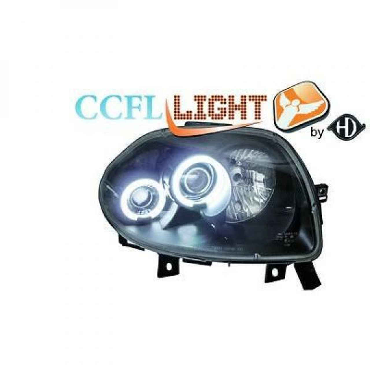 LHD Right Left CCFL Projector Headlights Pair Clear Black Renault Clio II 98-01