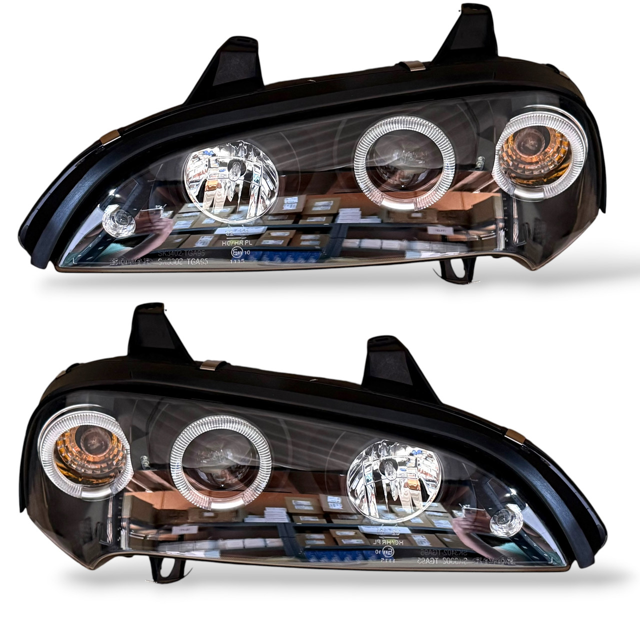 LHD Right Left OS NS CCFL Projector Headlights Pair Clear Black Vauxhall Tigra 94-00