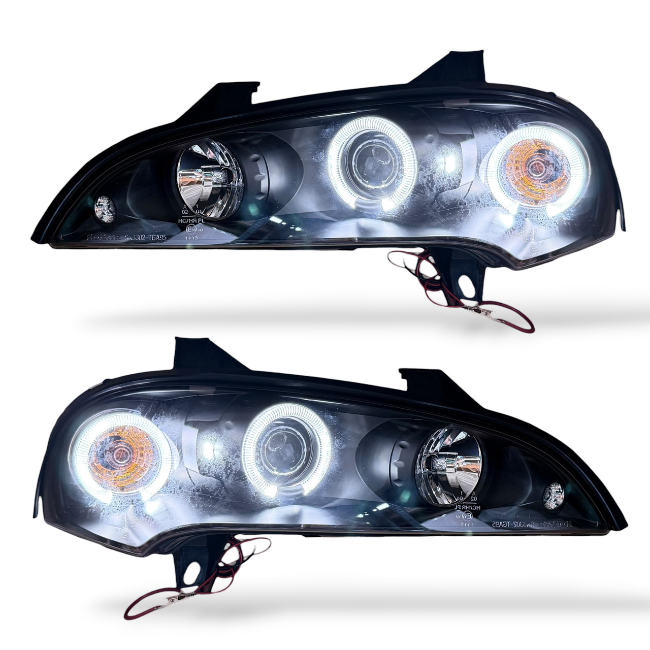 LHD Right Left OS NS CCFL Projector Headlights Pair Clear Black Vauxhall Tigra 94-00