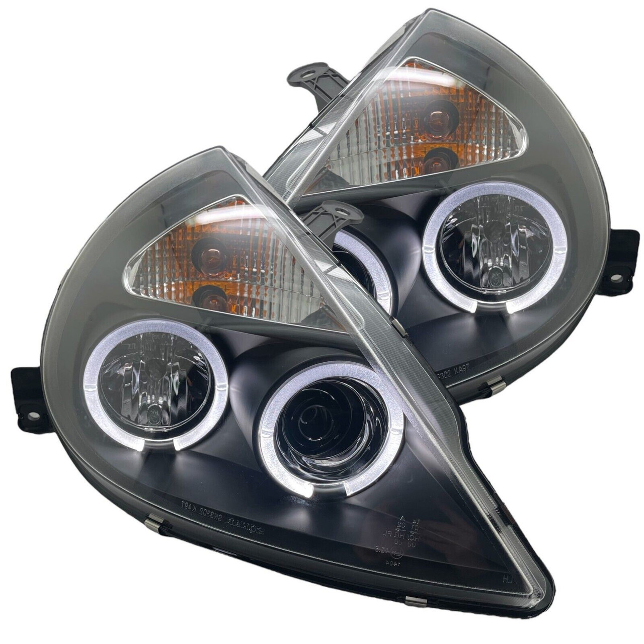 LHD Projector Headlights Headlamp Pair Angel Eyes Black for Ford Ka 1996-08