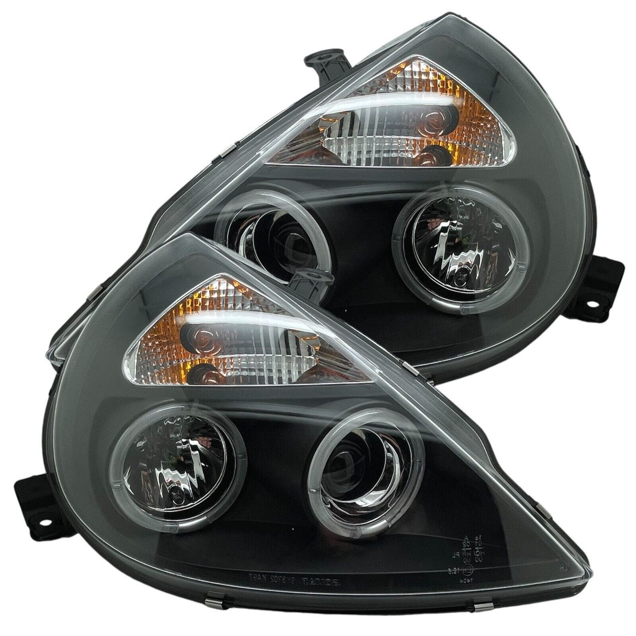 LHD Projector Headlights Headlamp Pair Angel Eyes Black for Ford Ka 1996-08