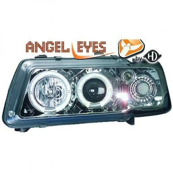 LHD Projector Headlights Headlamp Pair Angel Eyes Clear Chrome Audi A3 96-00