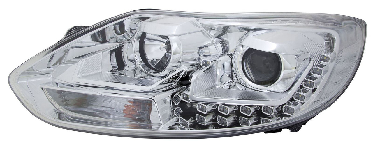 LHD Projector Headlights Lamp Part Chrome LED U DRL For Ford Focus 4/11- On