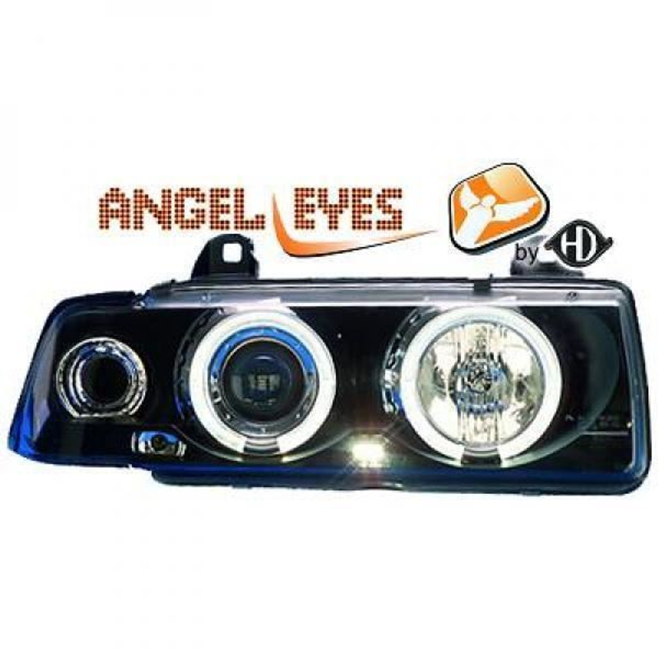 LHD Projector Headlights Pair Angel Eyes Black H1 BMW 3 Series E36 90-99 Touring
