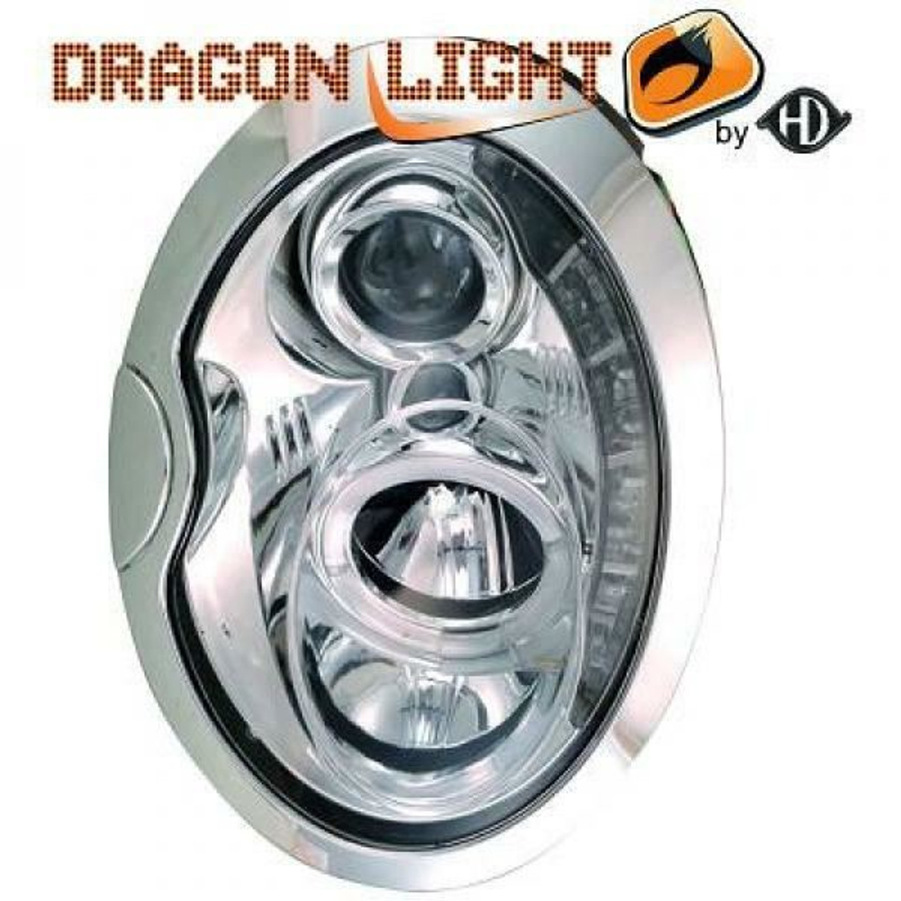 LHD Projector Headlights Pair LED Dragon DRL Lights Clear Chrome Mini R50 52 53 01-06