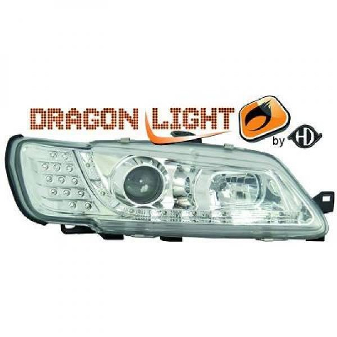 LHD Projector Headlights Pair LED Dragon DRL Lights Clear Chrome Peugeot 306 II 97-01