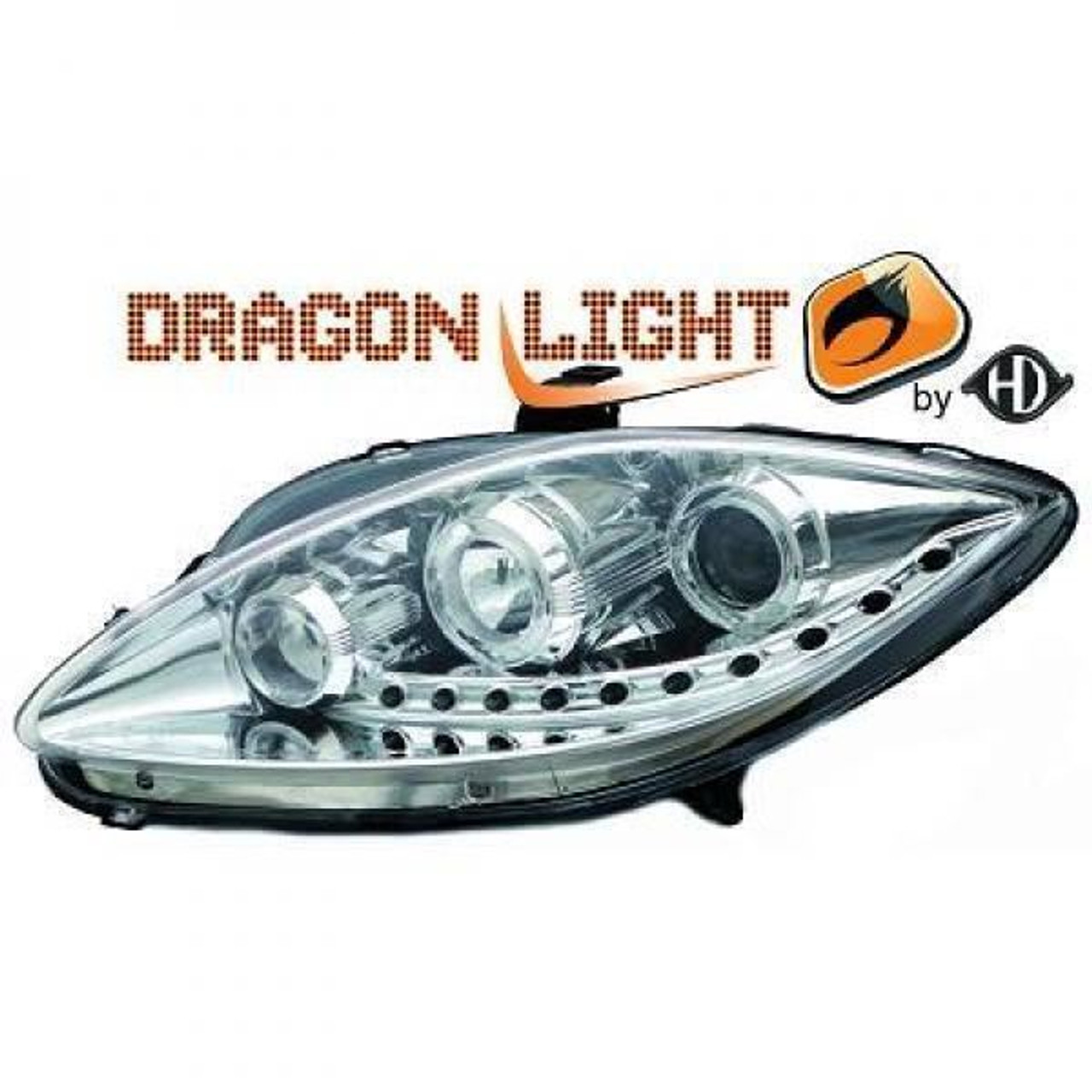 LHD Projector Headlights Pair LED Dragon DRL Lights Clear Chrome H1 H1 Seat Toledo Leon 04-09