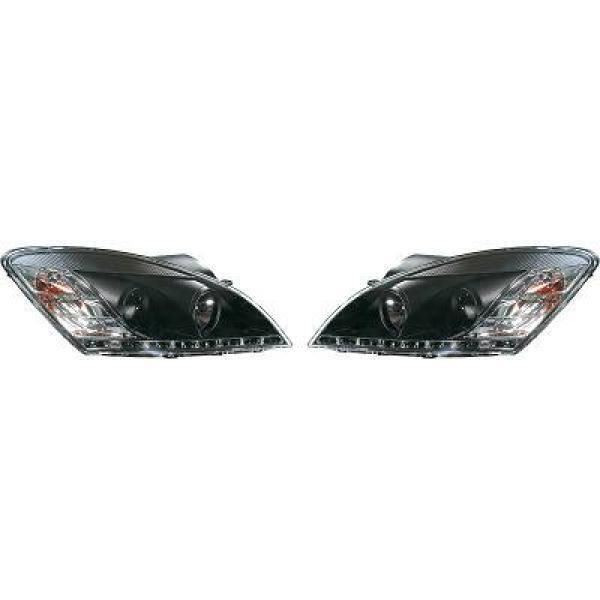LHD Projector Headlights Pair LED Dragon DRL Lights Clear Black H1 H1 Kia Ceed 06-09