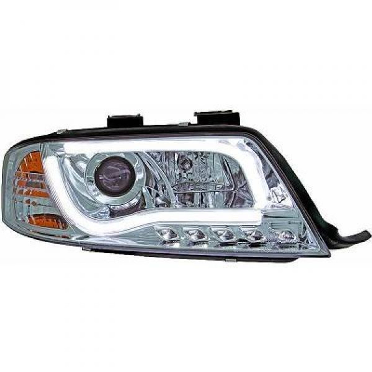 LHD Projector Headlights Pair LED lightbar DRL Clear Chrome Audi A6 Typ 4B 97-01