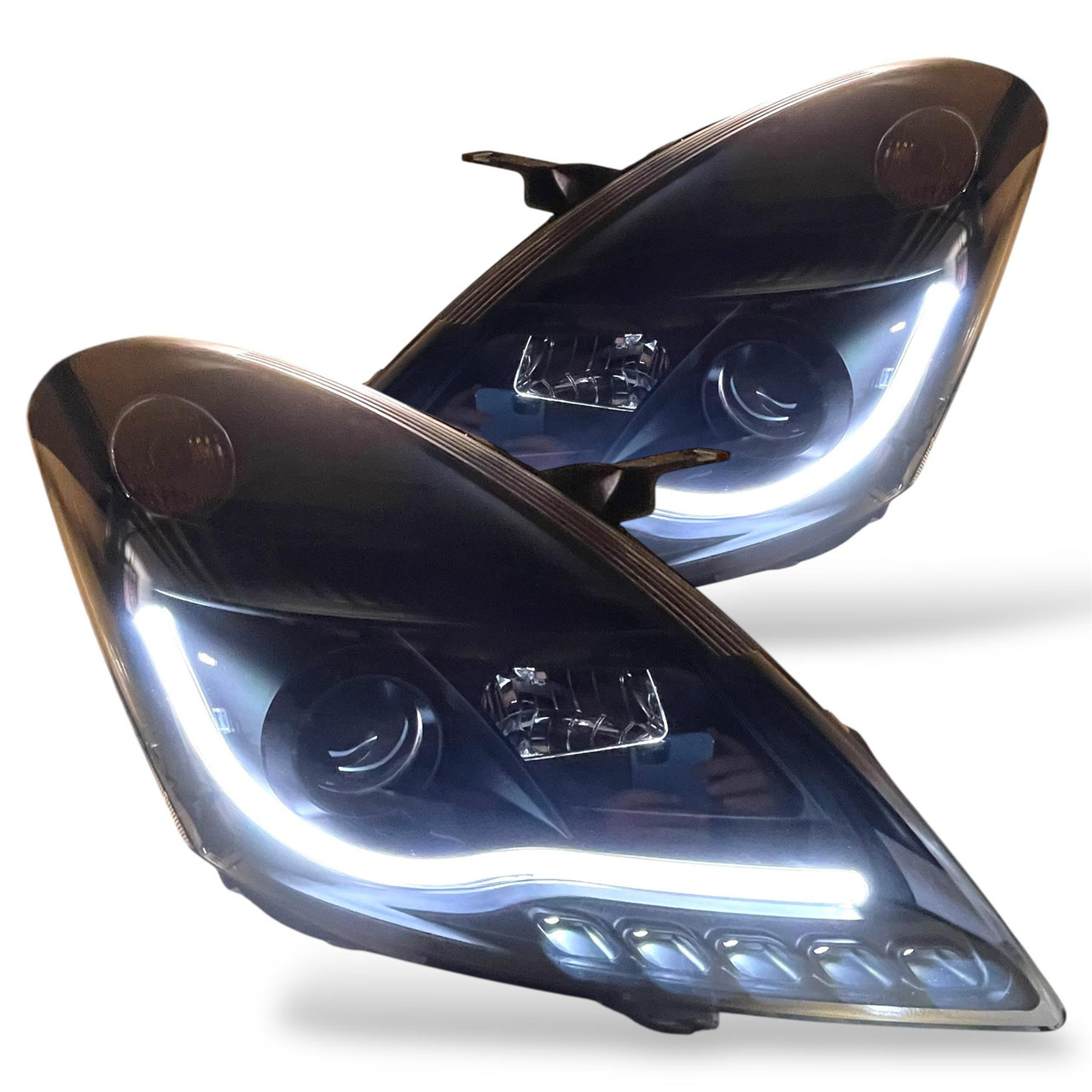 LHD Projector Headlights Pair LED lightbar DRL Clear Black Suzuki Swift 10-17