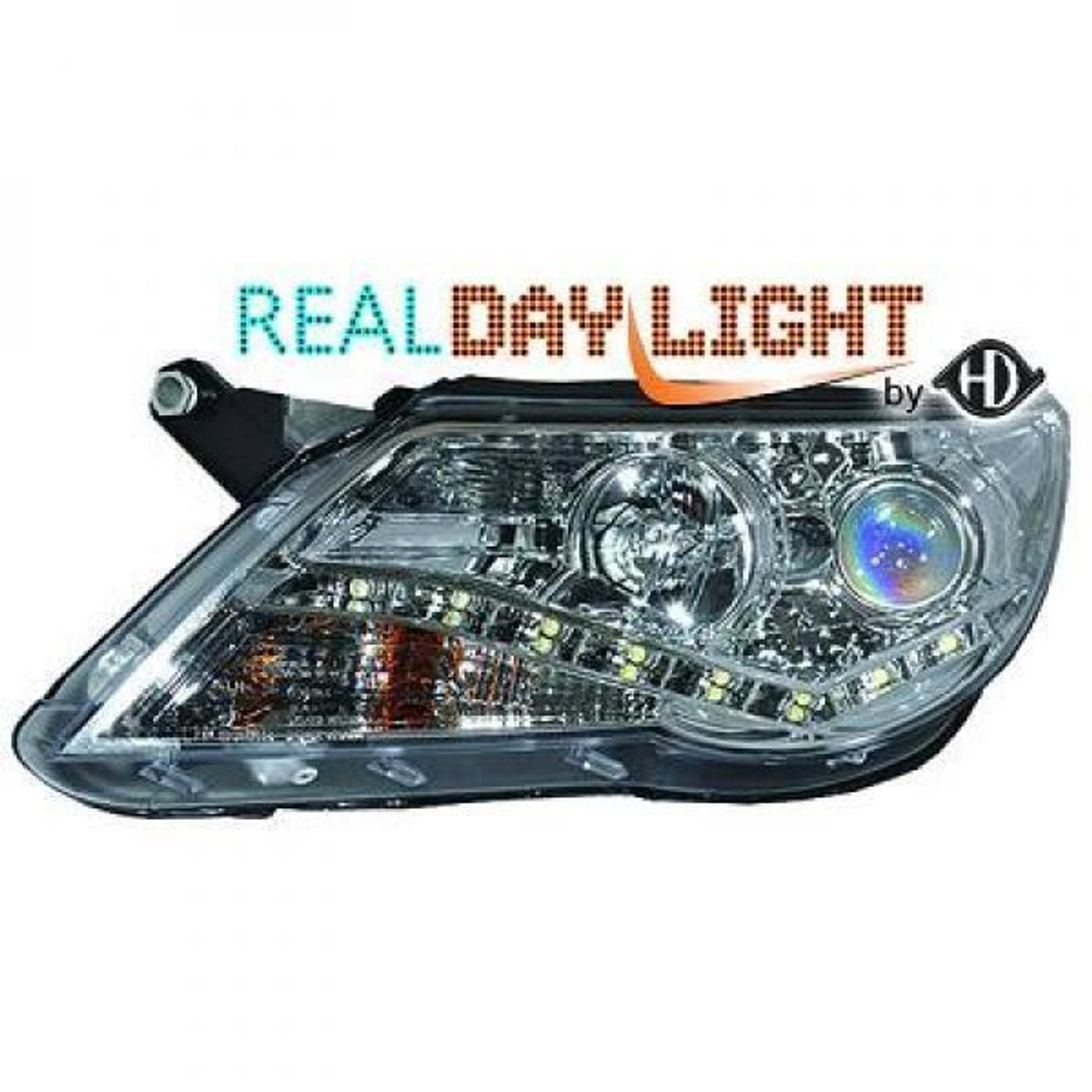LHD Projector LED DRL Headlights Headlamp Pair Clear Chrome VW Tiguan 07-11