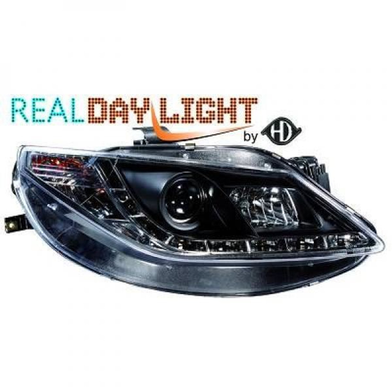 LHD Projector LED DRL Headlights Pair Clear Black Seat Ibiza Sportcoupe 08-12
