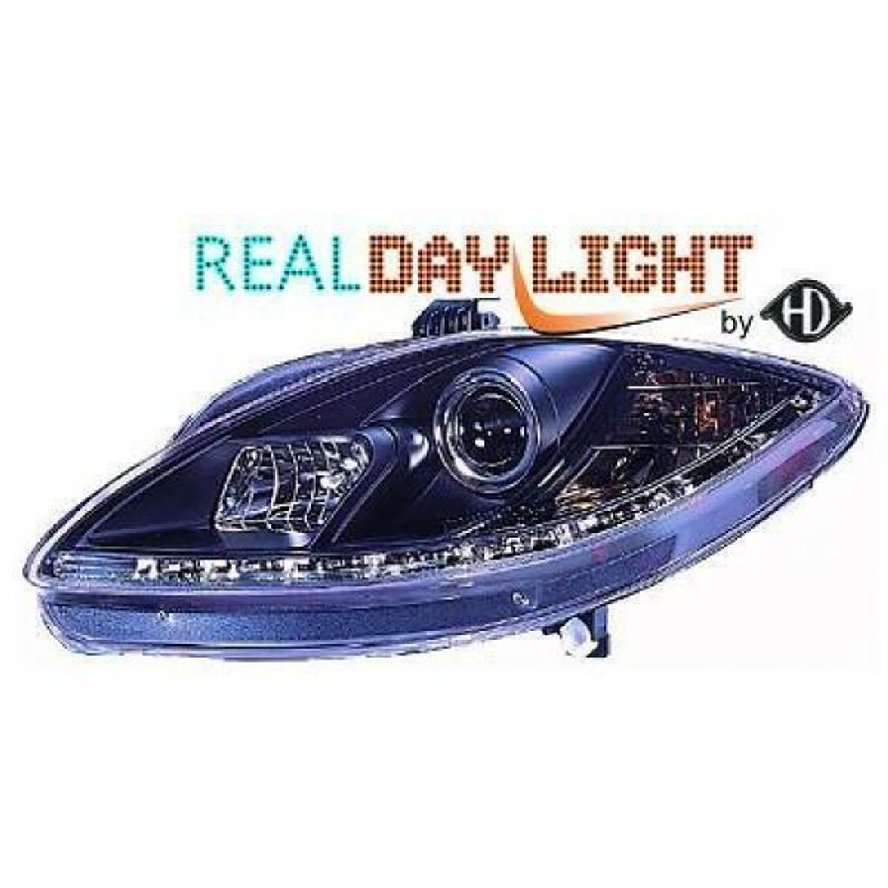 LHD Projector LED DRL Headlights Pair Clear Black Seat Toledo Leon Altea 04-09