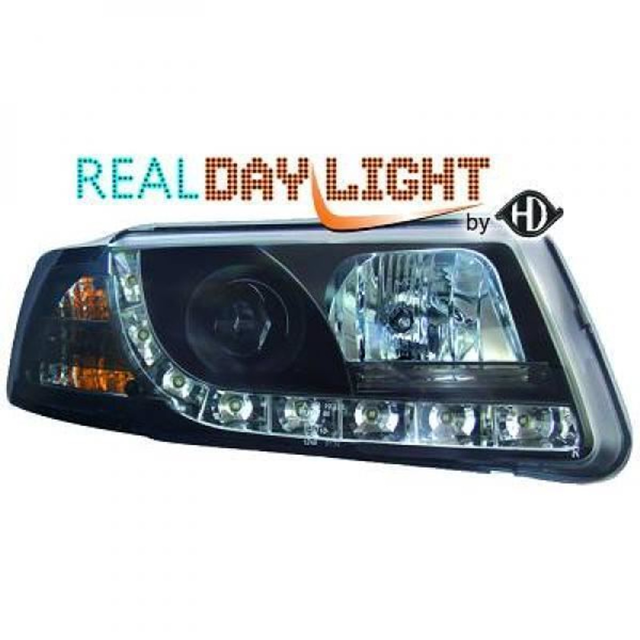 LHD Projector LED DRL Headlights Headlamp Pair Clear Black VW Passat B5 96-00
