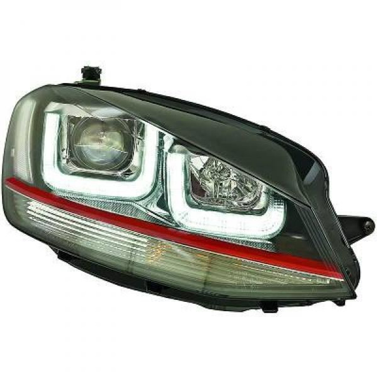 LHD Projector LED DRL Headlights Pair Clear Black Red Strip VW Golf VII 12-On